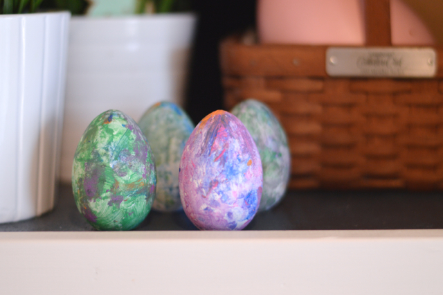 Painting wooden Easter eggs