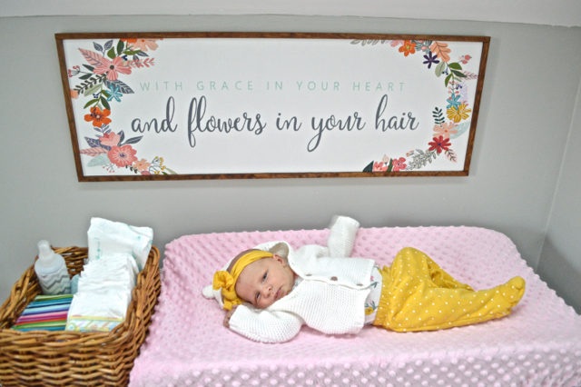 A pretty and practical changing table - inspiration for a small nursery